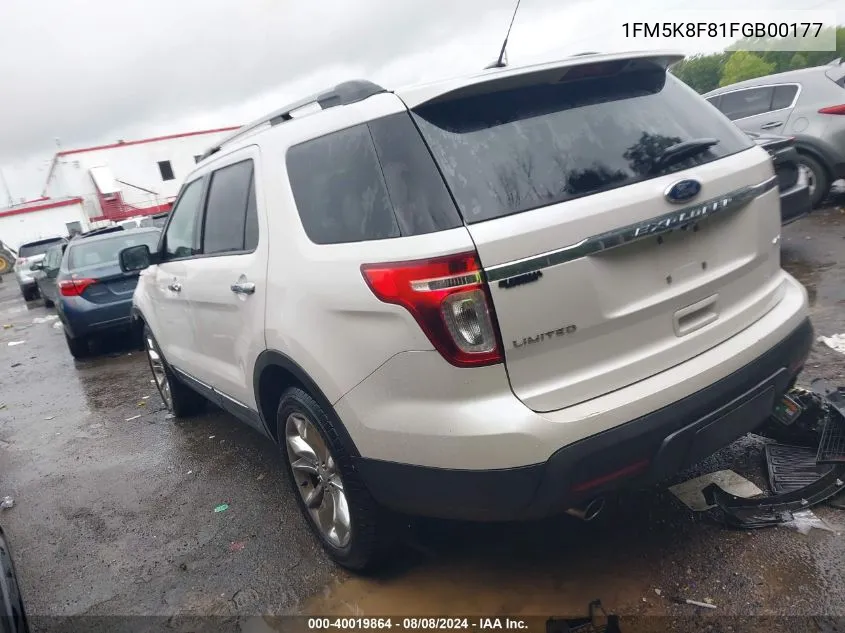 2015 Ford Explorer Limited VIN: 1FM5K8F81FGB00177 Lot: 40019864