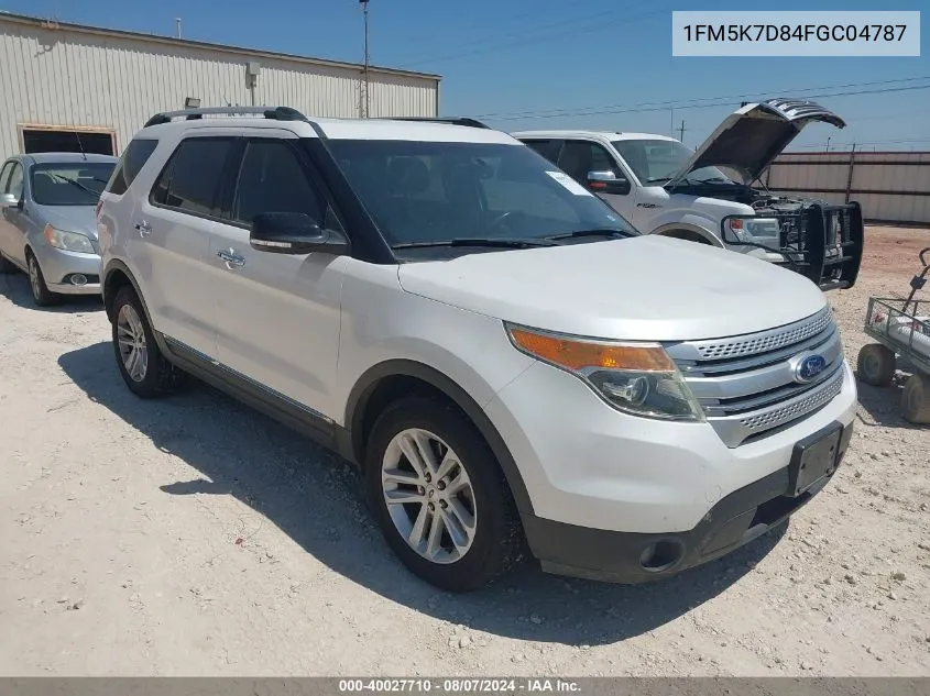 2015 Ford Explorer Xlt VIN: 1FM5K7D84FGC04787 Lot: 40027710