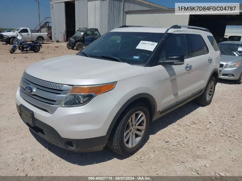 2015 Ford Explorer Xlt VIN: 1FM5K7D84FGC04787 Lot: 40027710