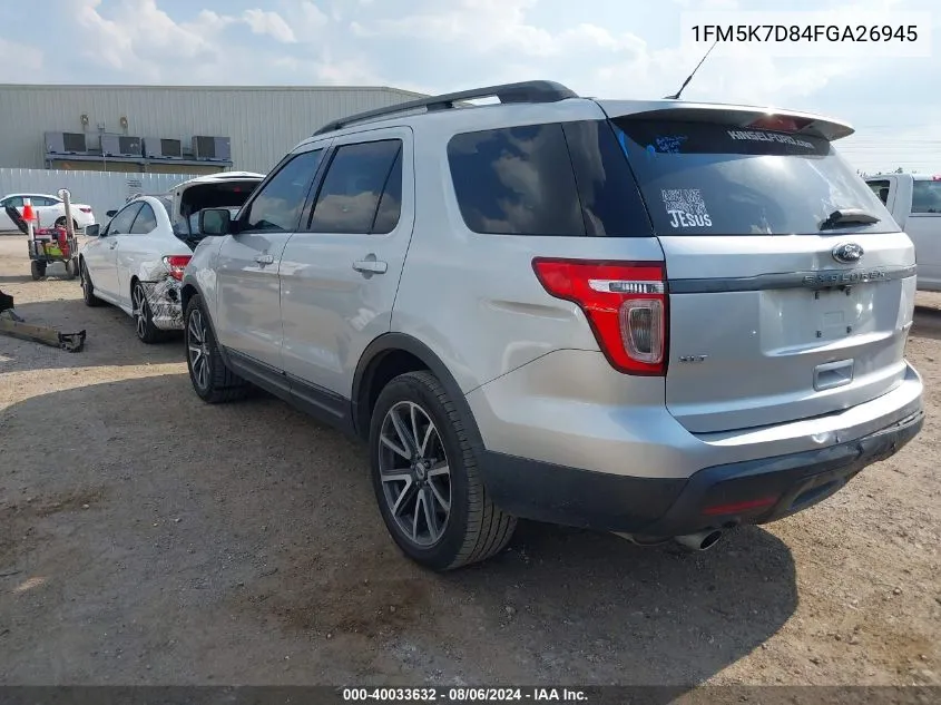 1FM5K7D84FGA26945 2015 Ford Explorer Xlt