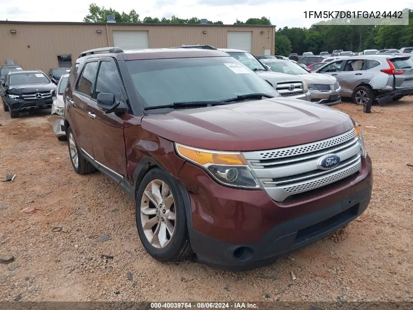 1FM5K7D81FGA24442 2015 Ford Explorer Xlt