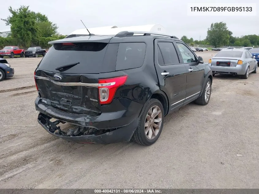 2015 Ford Explorer Xlt VIN: 1FM5K7D89FGB95133 Lot: 40042131