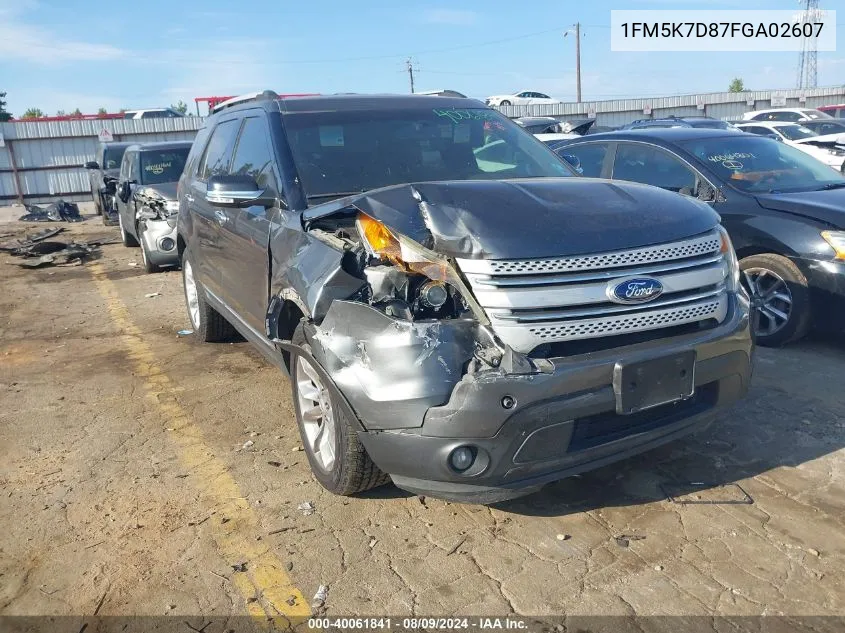 2015 Ford Explorer Xlt VIN: 1FM5K7D87FGA02607 Lot: 40061841