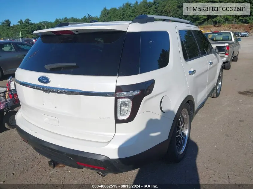 2015 Ford Explorer Limited VIN: 1FM5K8F83FGC32681 Lot: 40062515