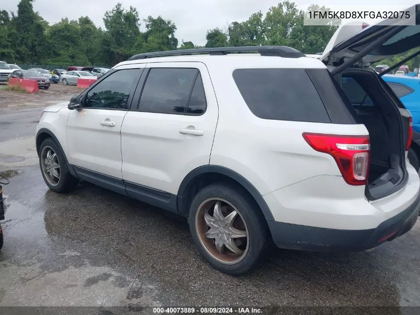 2015 Ford Explorer Xlt VIN: 1FM5K8D8XFGA32075 Lot: 40073889