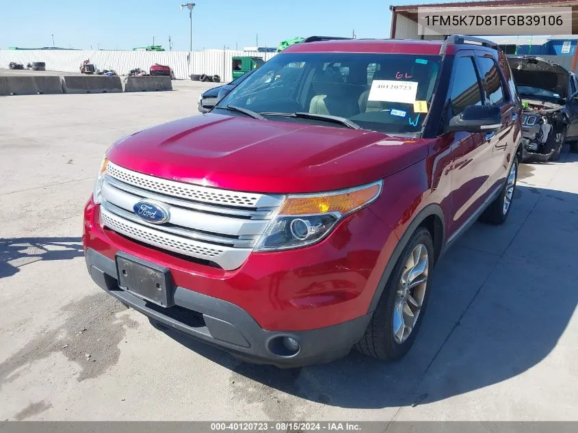 1FM5K7D81FGB39106 2015 Ford Explorer Xlt