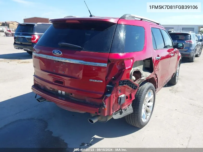 1FM5K7D81FGB39106 2015 Ford Explorer Xlt