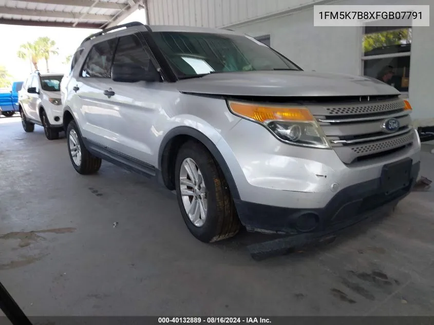 2015 Ford Explorer VIN: 1FM5K7B8XFGB07791 Lot: 40132889