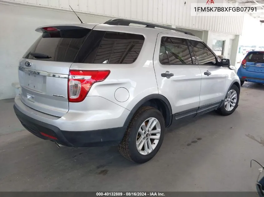 2015 Ford Explorer VIN: 1FM5K7B8XFGB07791 Lot: 40132889