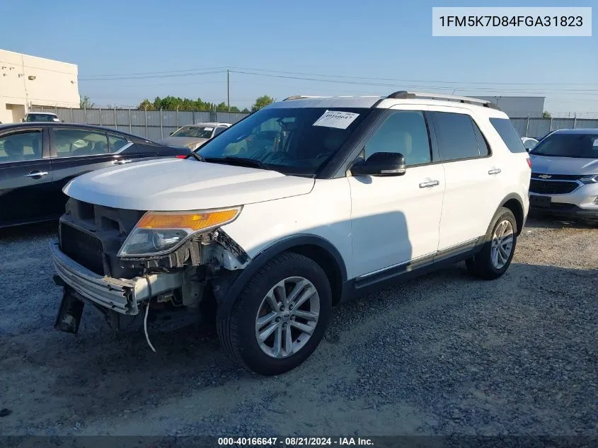 2015 Ford Explorer Xlt VIN: 1FM5K7D84FGA31823 Lot: 40166647