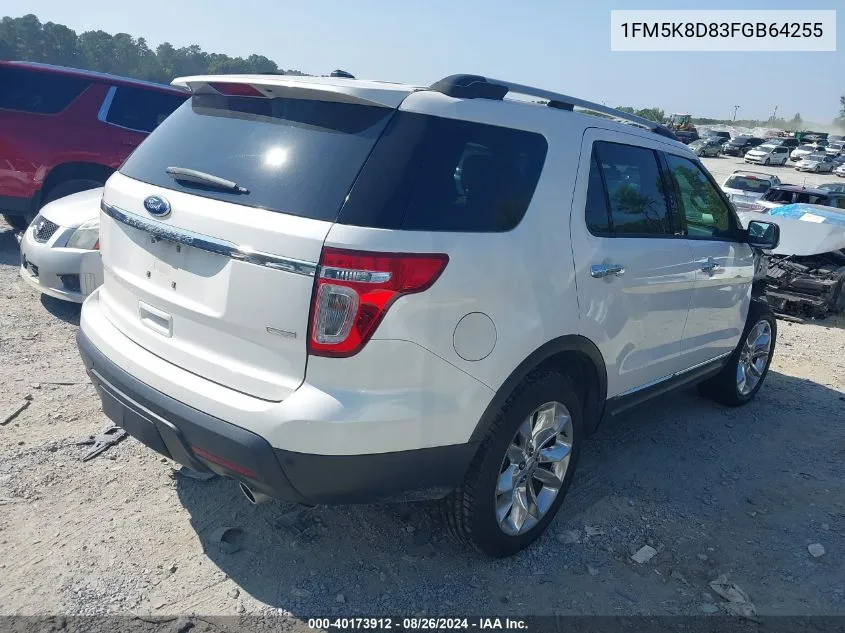 2015 Ford Explorer Xlt VIN: 1FM5K8D83FGB64255 Lot: 40173912