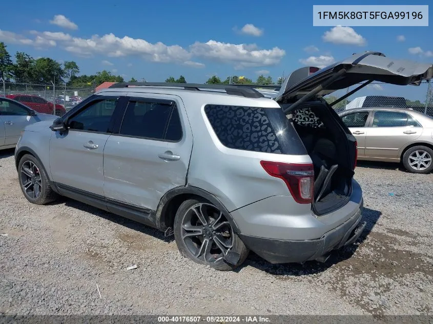 2015 Ford Explorer Sport VIN: 1FM5K8GT5FGA99196 Lot: 40176507