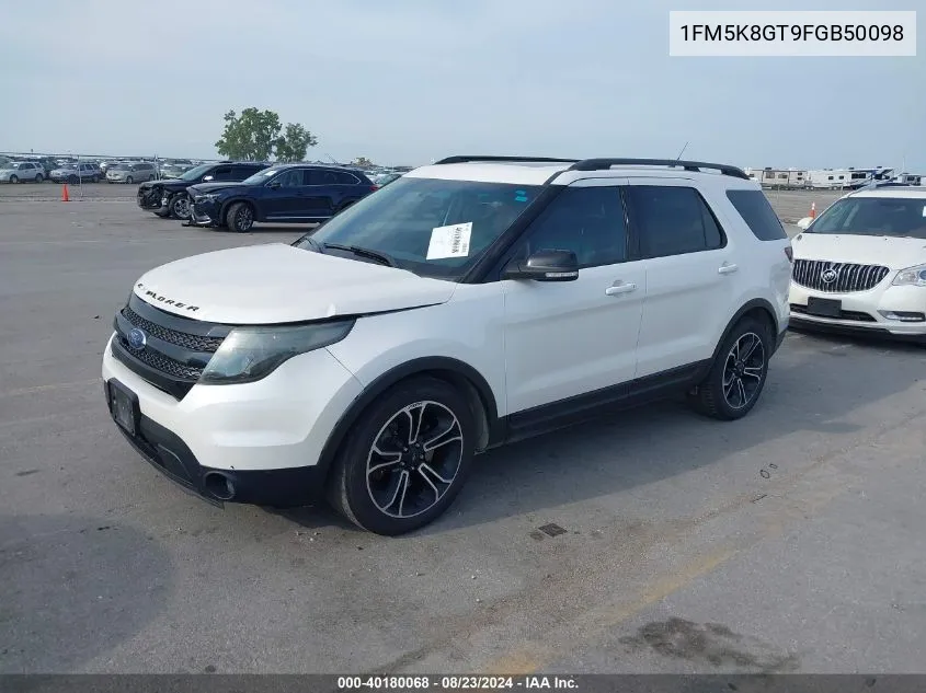 2015 Ford Explorer Sport VIN: 1FM5K8GT9FGB50098 Lot: 40180068