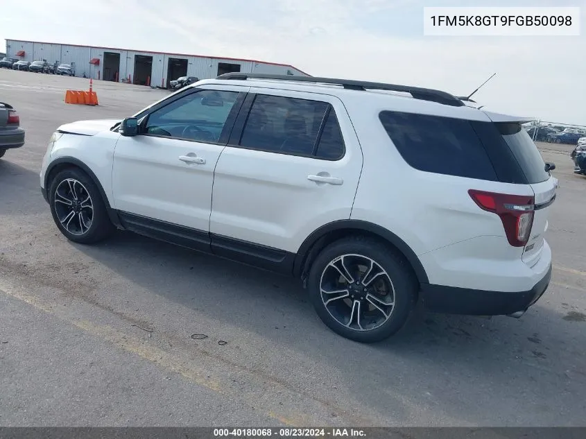 2015 Ford Explorer Sport VIN: 1FM5K8GT9FGB50098 Lot: 40180068