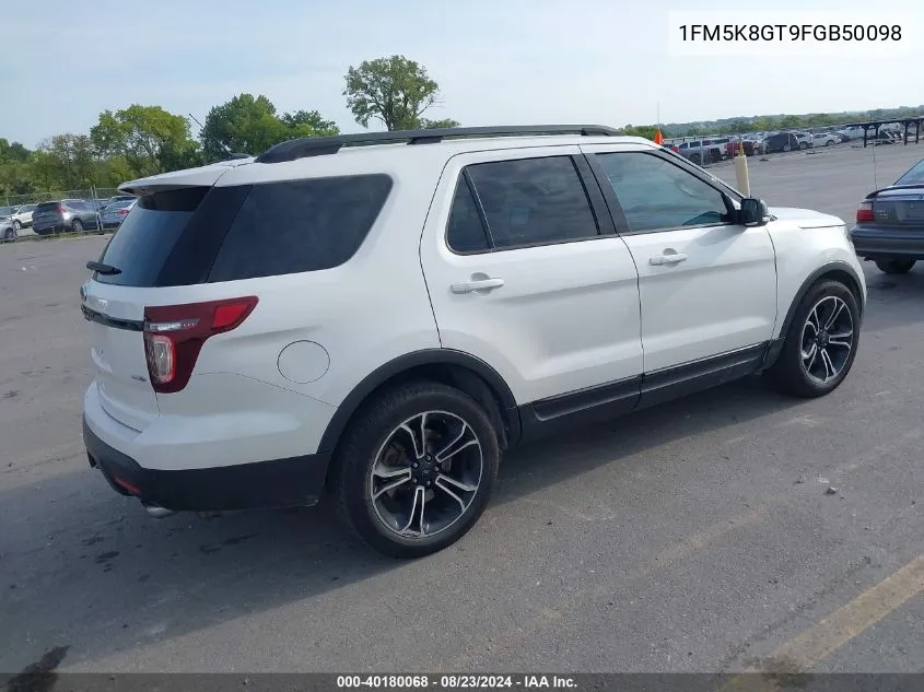 2015 Ford Explorer Sport VIN: 1FM5K8GT9FGB50098 Lot: 40180068