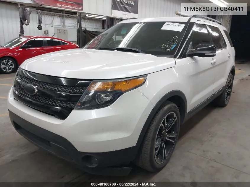 2015 Ford Explorer Sport VIN: 1FM5K8GT3FGB40411 Lot: 40180788