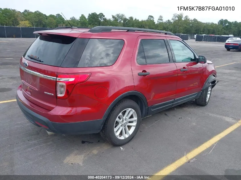 2015 Ford Explorer VIN: 1FM5K7B87FGA01010 Lot: 40204173