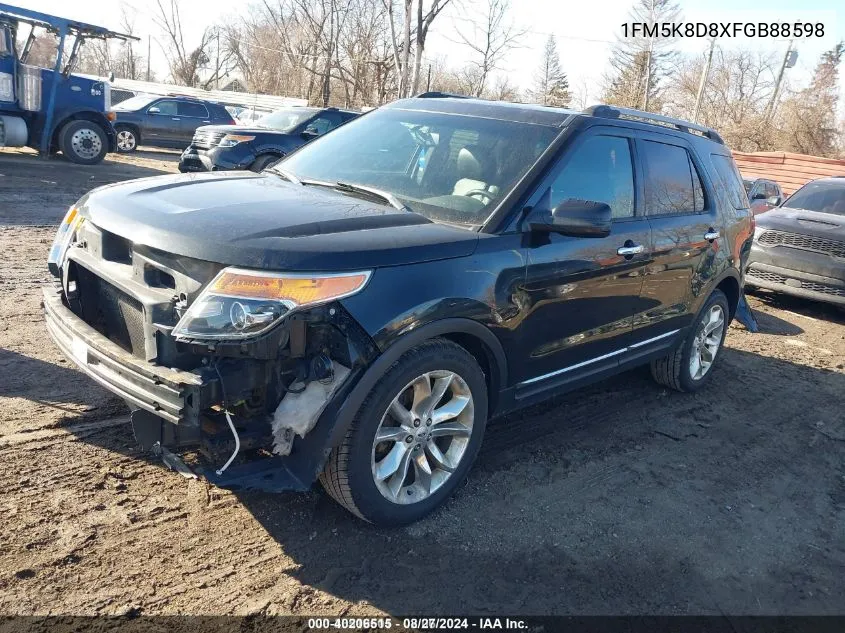 2015 Ford Explorer Xlt VIN: 1FM5K8D8XFGB88598 Lot: 40206515