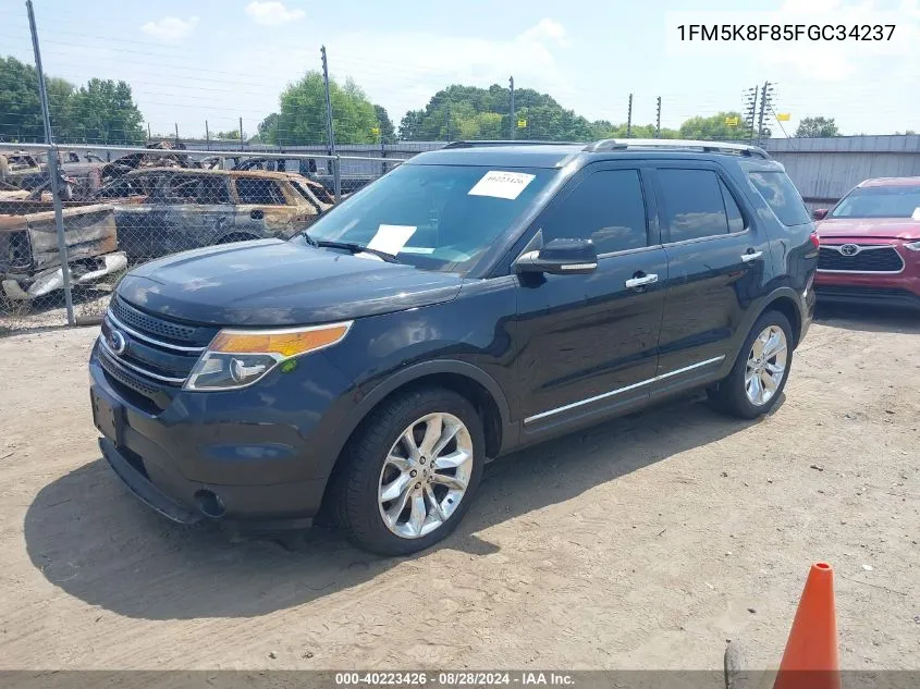 2015 Ford Explorer Limited VIN: 1FM5K8F85FGC34237 Lot: 40223426