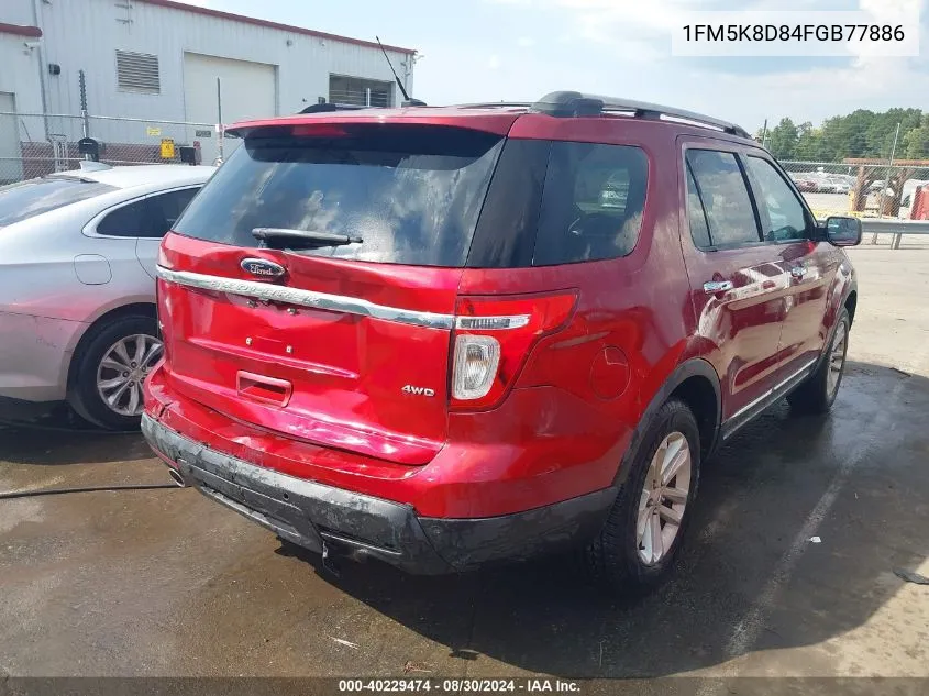 2015 Ford Explorer Xlt VIN: 1FM5K8D84FGB77886 Lot: 40229474