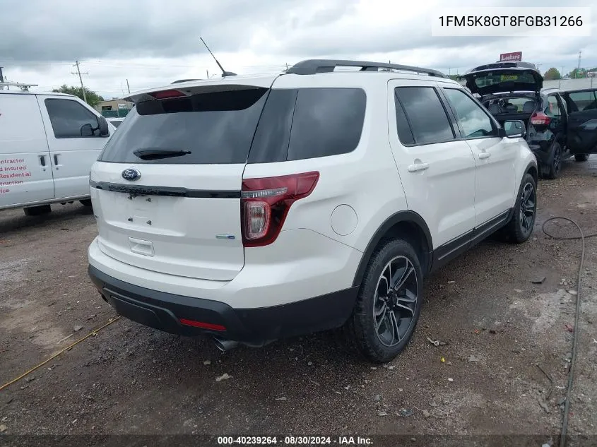 2015 Ford Explorer Sport VIN: 1FM5K8GT8FGB31266 Lot: 40239264