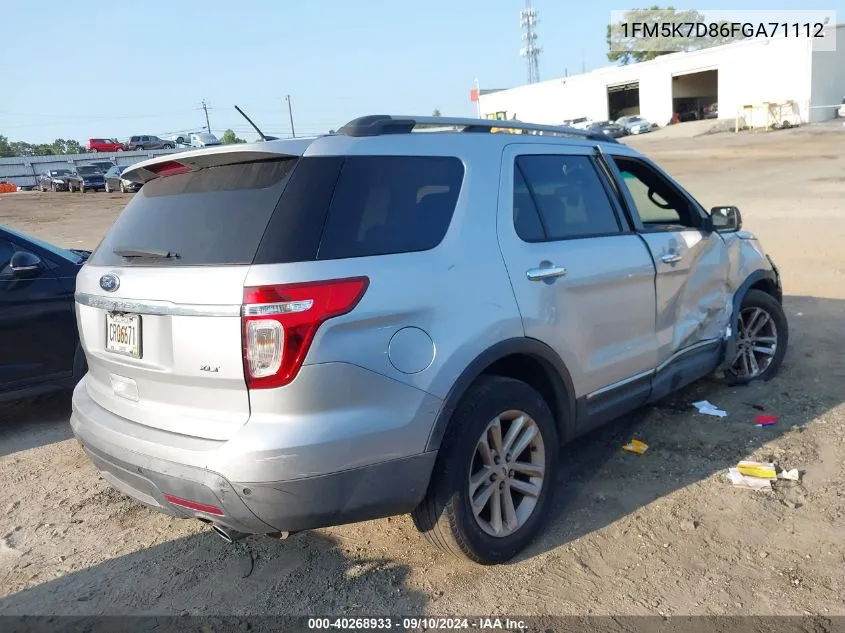 2015 Ford Explorer Xlt VIN: 1FM5K7D86FGA71112 Lot: 40268933