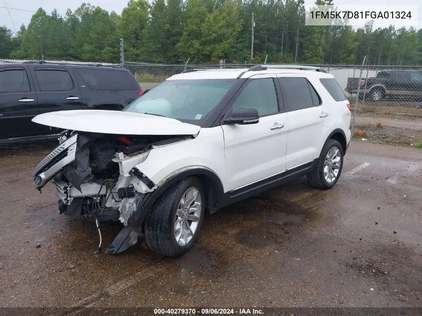 2015 Ford Explorer Xlt VIN: 1FM5K7D81FGA01324 Lot: 40279370