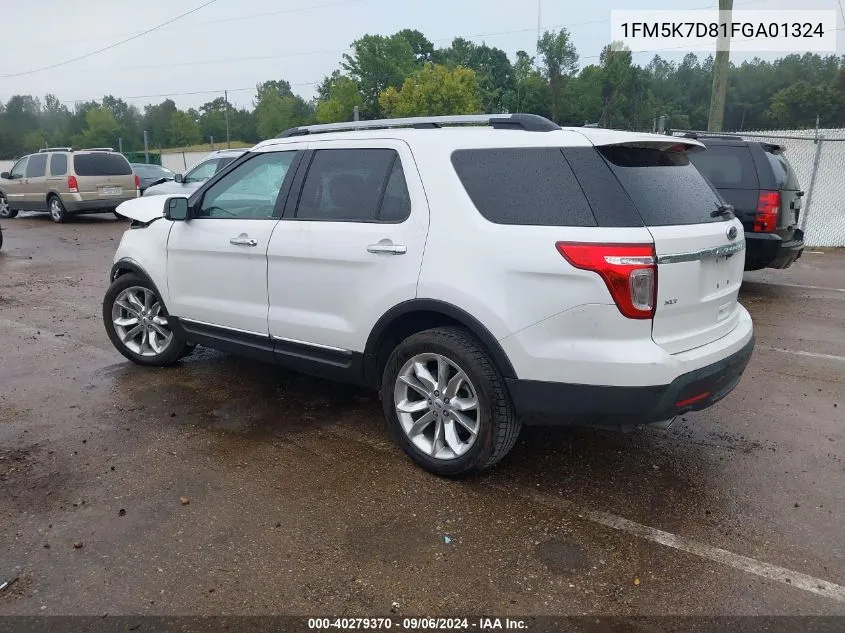 2015 Ford Explorer Xlt VIN: 1FM5K7D81FGA01324 Lot: 40279370