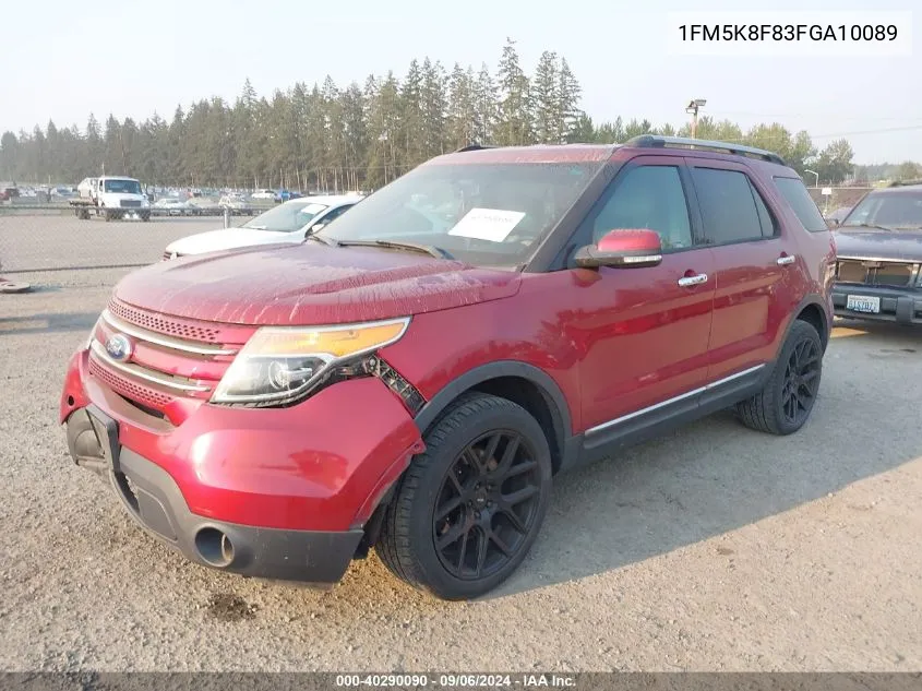 1FM5K8F83FGA10089 2015 Ford Explorer Limited