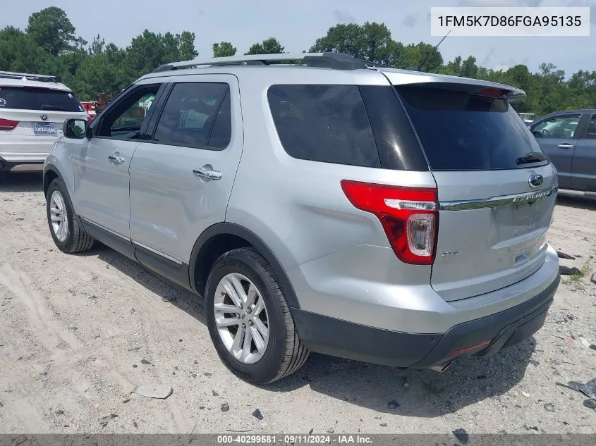 2015 Ford Explorer Xlt VIN: 1FM5K7D86FGA95135 Lot: 40299581