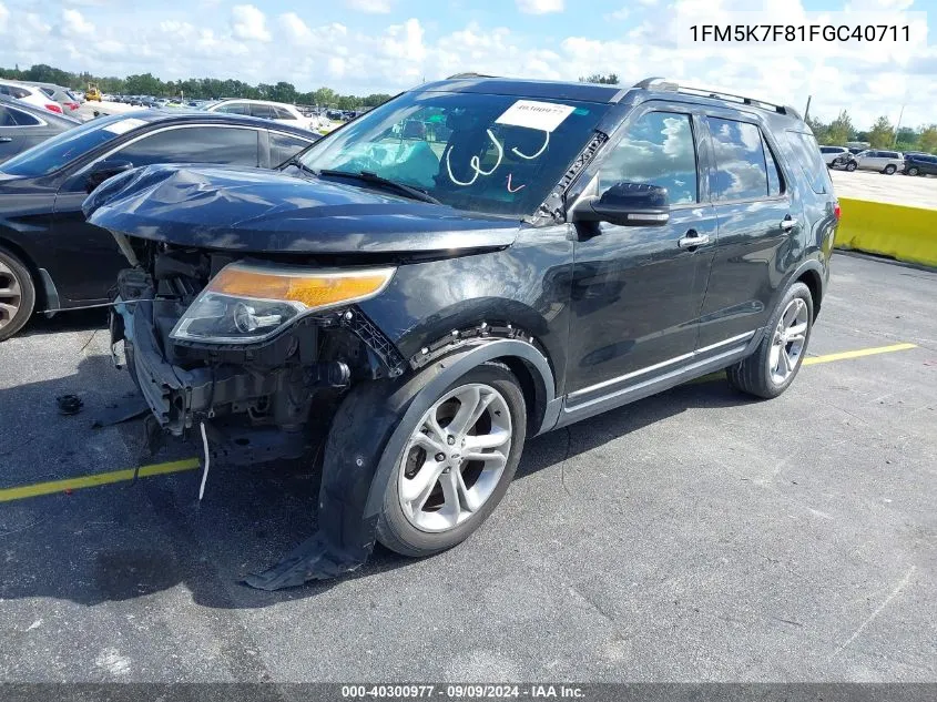 2015 Ford Explorer Limited VIN: 1FM5K7F81FGC40711 Lot: 40300977