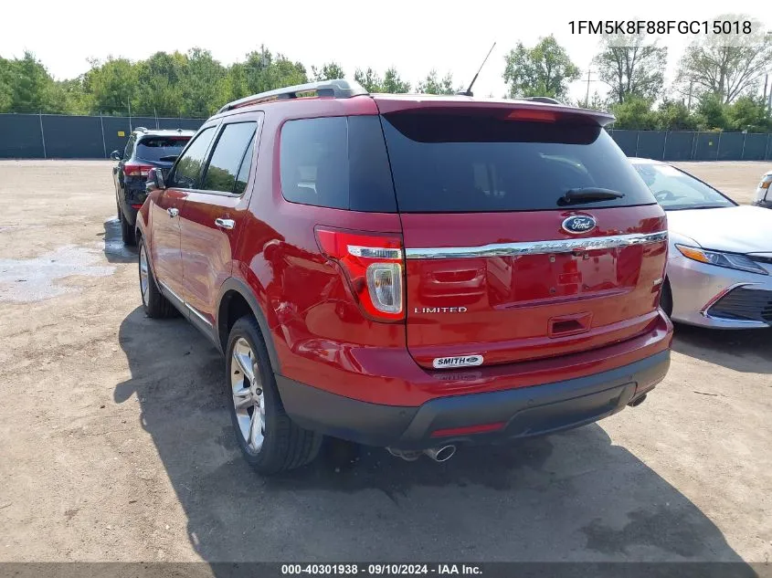 2015 Ford Explorer Limited VIN: 1FM5K8F88FGC15018 Lot: 40301938