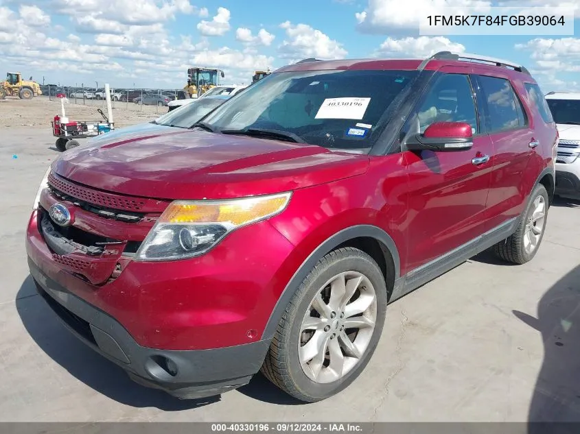 2015 Ford Explorer Limited VIN: 1FM5K7F84FGB39064 Lot: 40330196