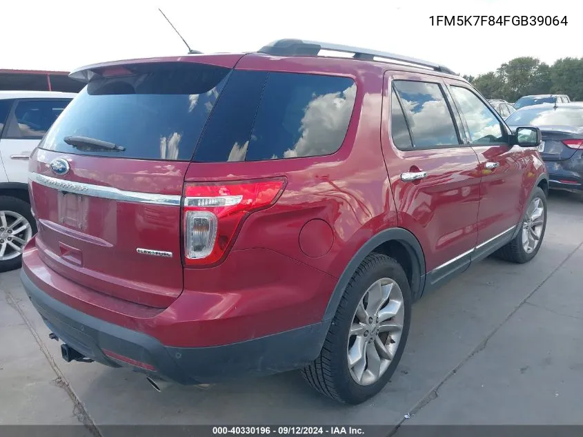 2015 Ford Explorer Limited VIN: 1FM5K7F84FGB39064 Lot: 40330196