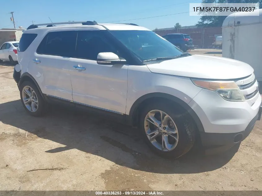 1FM5K7F87FGA40237 2015 Ford Explorer Limited