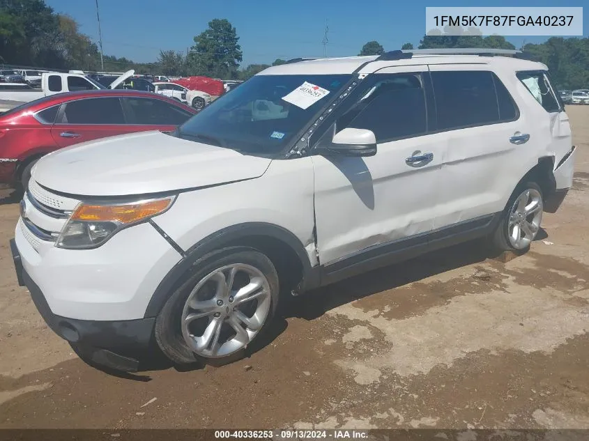 1FM5K7F87FGA40237 2015 Ford Explorer Limited