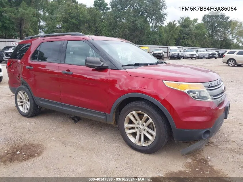 2015 Ford Explorer VIN: 1FM5K7B84FGA86064 Lot: 40347896