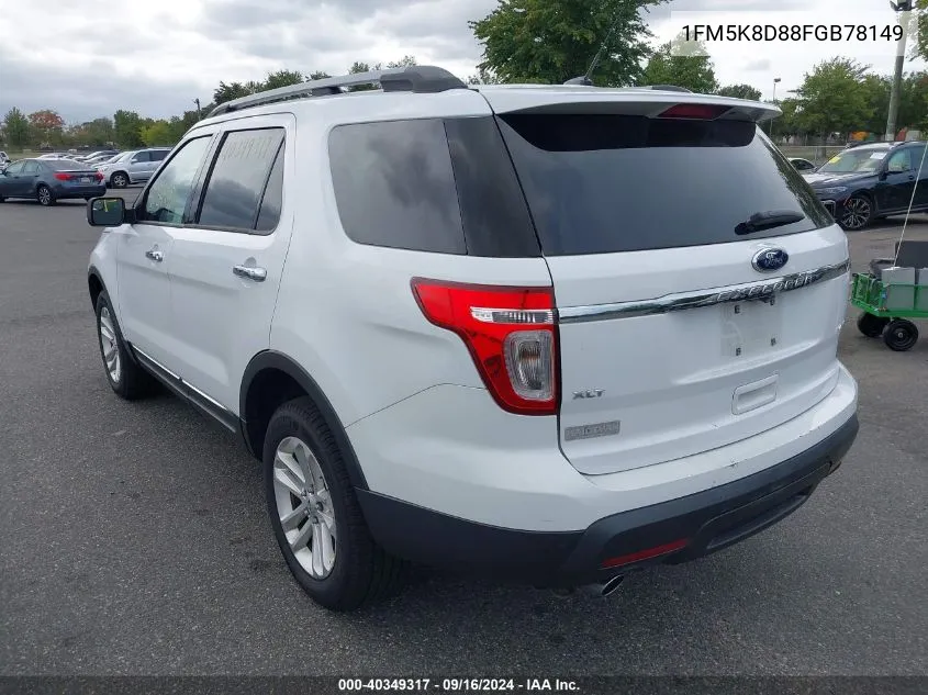 1FM5K8D88FGB78149 2015 Ford Explorer Xlt