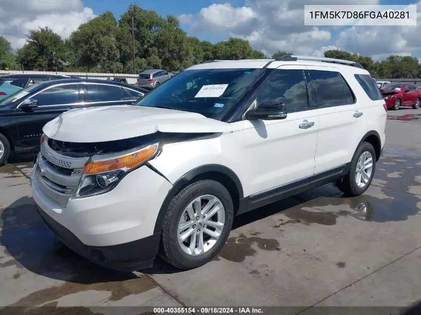 1FM5K7D86FGA40281 2015 Ford Explorer Xlt