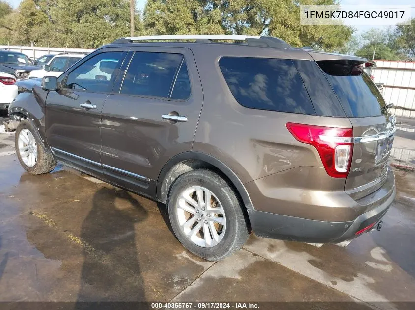 1FM5K7D84FGC49017 2015 Ford Explorer Xlt