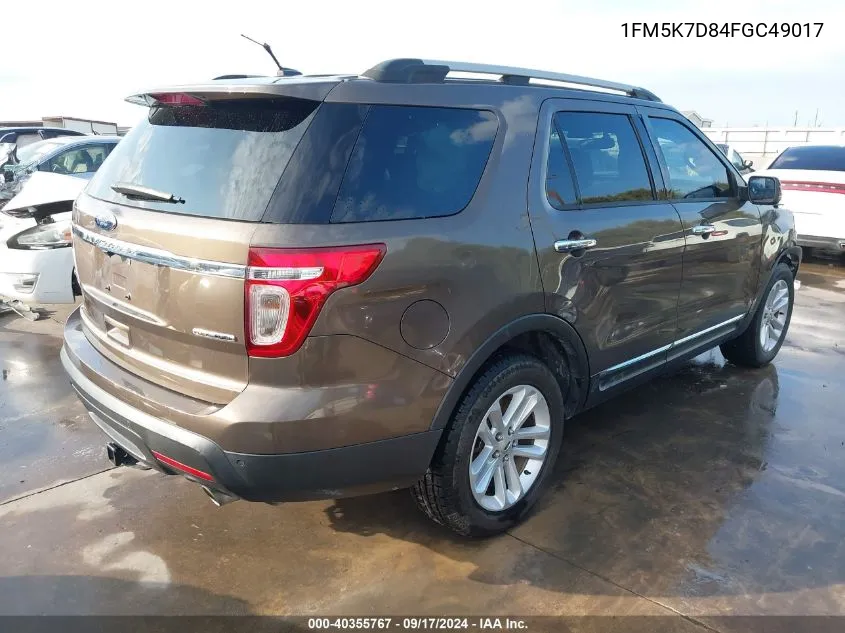 1FM5K7D84FGC49017 2015 Ford Explorer Xlt