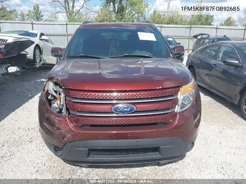 2015 Ford Explorer Limited VIN: 1FM5K8F87FGB92685 Lot: 40377333