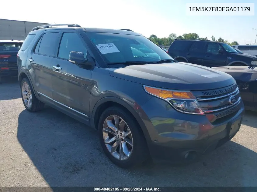 2015 Ford Explorer Limited VIN: 1FM5K7F80FGA01179 Lot: 40402185