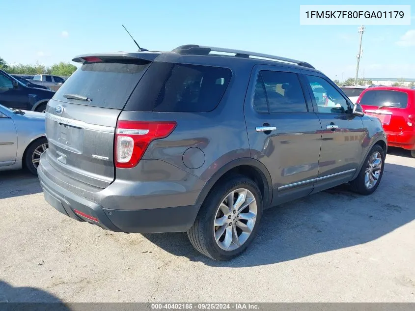 2015 Ford Explorer Limited VIN: 1FM5K7F80FGA01179 Lot: 40402185