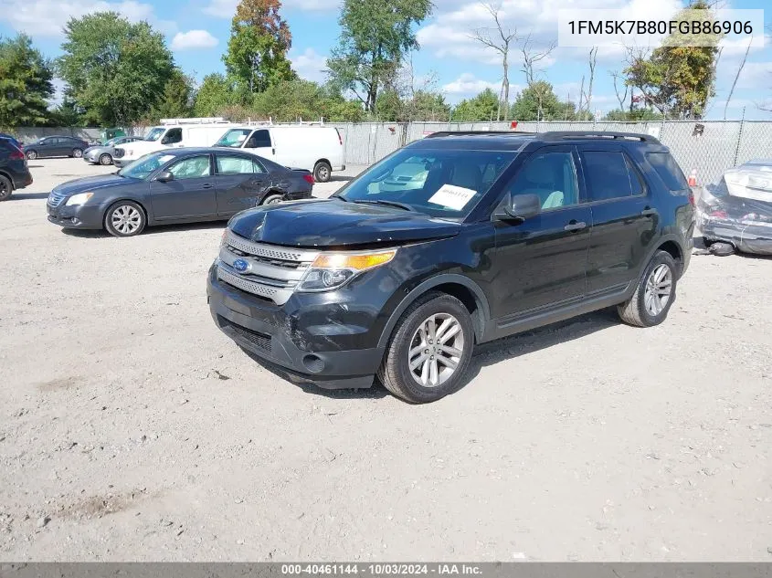 2015 Ford Explorer VIN: 1FM5K7B80FGB86906 Lot: 40461144