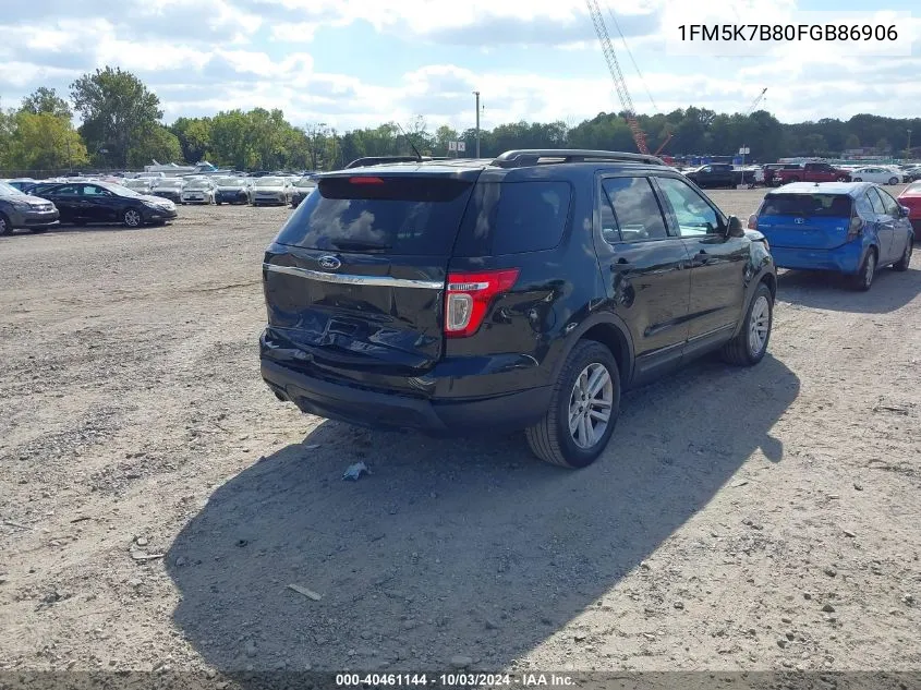 2015 Ford Explorer VIN: 1FM5K7B80FGB86906 Lot: 40461144