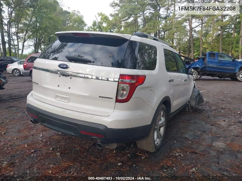 2015 Ford Explorer Limited VIN: 1FM5K7F84FGA32208 Lot: 40487483