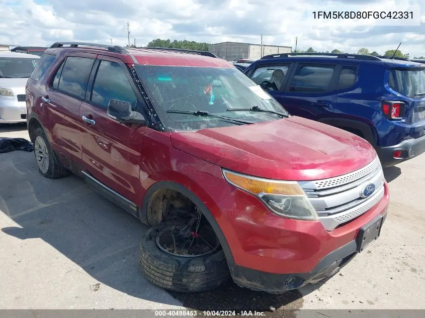 2015 Ford Explorer Xlt VIN: 1FM5K8D80FGC42331 Lot: 40498453