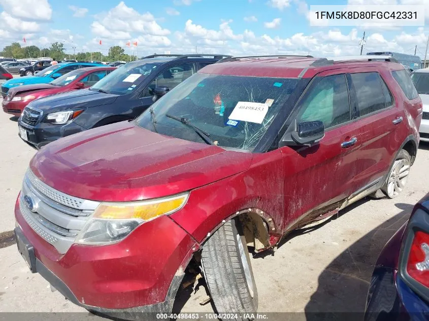 2015 Ford Explorer Xlt VIN: 1FM5K8D80FGC42331 Lot: 40498453