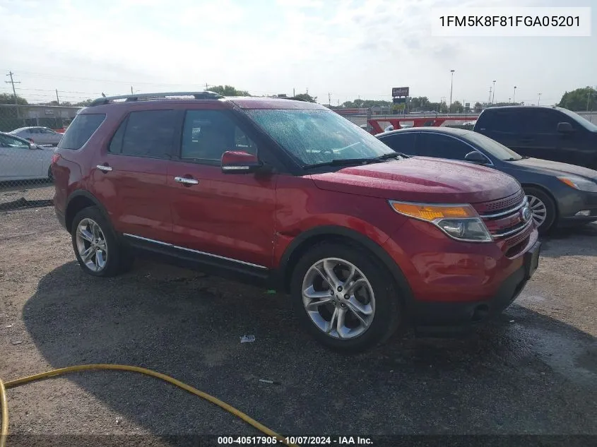 2015 Ford Explorer Limited VIN: 1FM5K8F81FGA05201 Lot: 40517905